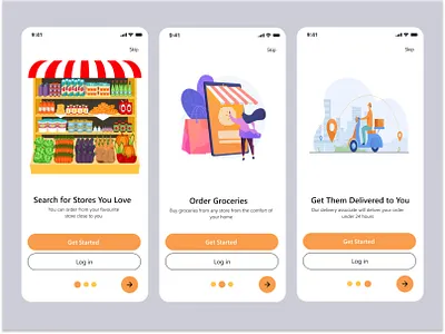 Grocery Onboarding app design design illustration product design ui ui design ux ux design ux designer