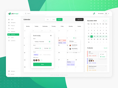 JollyManager ERP System calendar clean crm crm system design erp interface logo minimal pm ui ui ux uidesign ux web interface webapp webapp design white