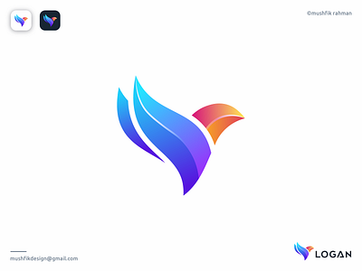 L mark Bird Logo app icon bird branding business corporate design gradient icon illustrator l letter logo l logo l mark l monogram logo logo designer mark minimal modern typography vector