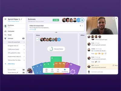 Estimating stories for an agile sprint agile github jira meeting multiplayer product design realtime saas sprint ui