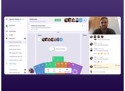 Estimating stories for an agile sprint agile github jira meeting multiplayer product design realtime saas sprint ui