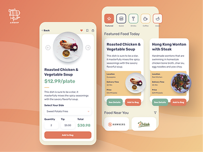 Food Delivery App airship app delivery app design food and drink food app mobile app ui user experience ux