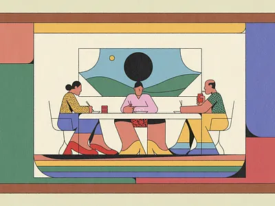 Dinner 2d animation character design design illustrate illustration illustrator motion design motion graphics style frame