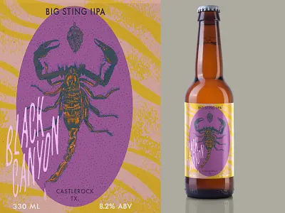Black Canyon Brew label art adobefresco craftbeer craftbeerlabel customtypeography label packaging photoshop psychadlicrock psychedelic scorpion