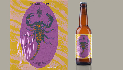 Black Canyon Brew label art adobefresco craftbeer craftbeerlabel customtypeography label packaging photoshop psychadlicrock psychedelic scorpion