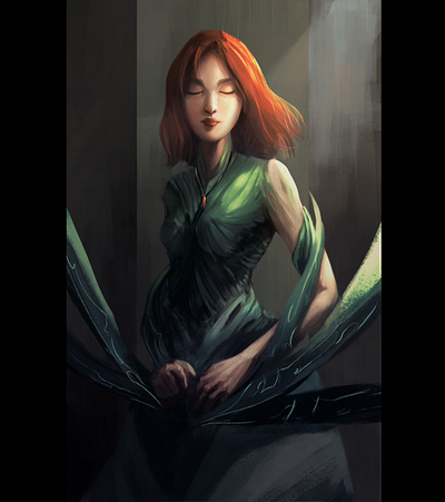 Emerald air element art character characterdesign digital art digital panting fantasy art fantasyart illustration splash art