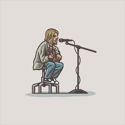 Nirvana: MTV Unplugged in New York 90s drawing grunge illustration kurt cobain mario moments mtv music music moments nirvana portrait rock spot illustration zucca