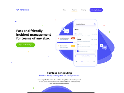 Ready Five Landing Page app landing page landing page design layout navbar web