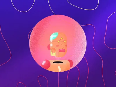 Good Morning Human after effects android animation assessment character animation illustration meditation motion motion design retro robot self help third eye trance void