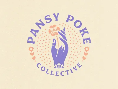 Pansy Poke Collective branding dots hand handpoke logo pansy tattoo