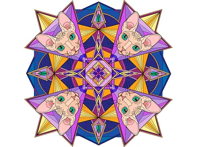 Sphynx mandala design illustration vector