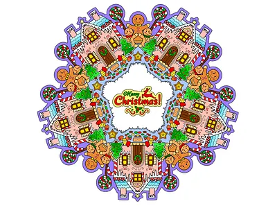 Gingerbread house design illustration mandala vector