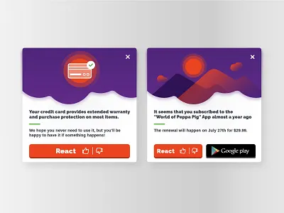 Social Media Cards UI Design app application application design banking credit card design designs facebook illustration minimal reminder social socialmedia subscription ui vector web webdesign