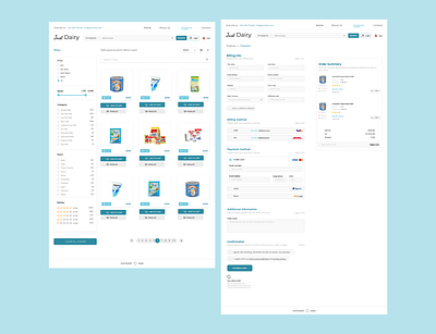 E-commerce Website checkout page dairy ecommerce filters ui design website design