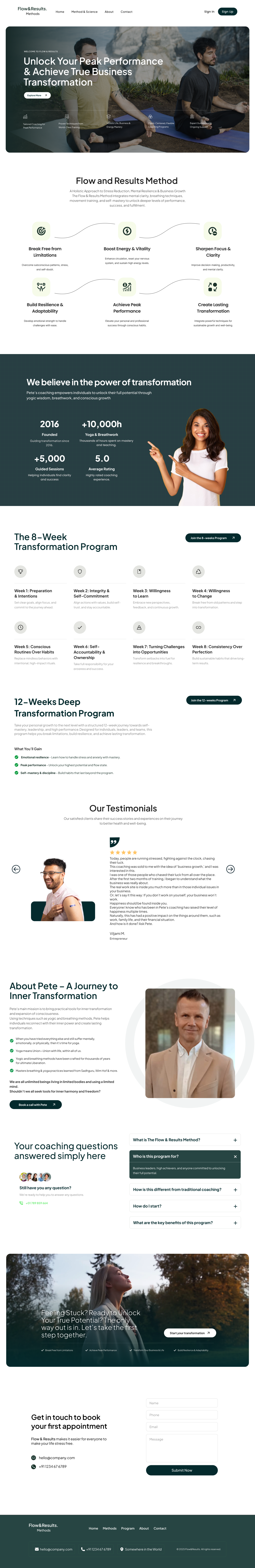 Flow & Results – Transformational Coaching Website UI Design design figma figma designer fitness health landing page redesign ui ui design ui designer uiux website design yoga