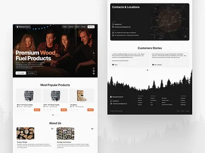 Landing Page, Dark Mode, Wood Fuels, pt.3 dark mode dark theme design interface landing landing design landing page landing page design mobile mobile design product product design ui user experience user interface ux web web design wood fuels wood landing