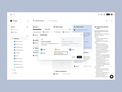 Project Management Dashboard dashboard design data visuals design docs efficiency info sharing landing page organizational website planning productivity project management project outline saas software team management ui ux warm color palette web design workspace