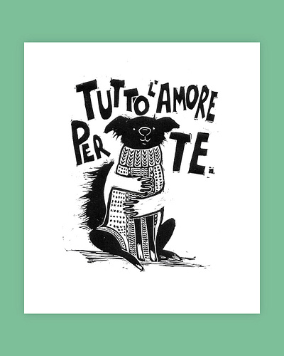 Linocut: Tutto l'amore per te cose illustrate cute draw illustration illustrations linocut linocut print print printmaking