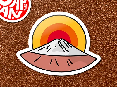 Mt Fuji Sticker japan luggage mountain mt fuji popart sticker suitcase travel