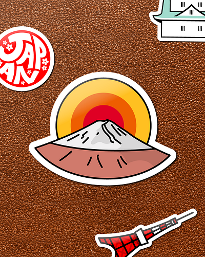 Mt Fuji Sticker japan luggage mountain mt fuji popart sticker suitcase travel