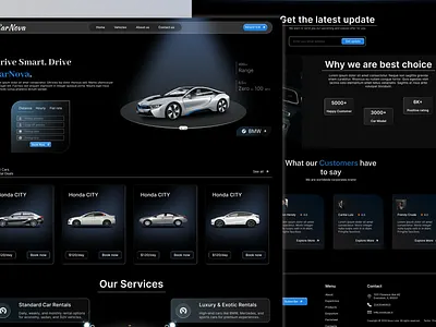 CarNova - Car Rental Website UI Design animation booking car car booking car business car rent car rental glassmorphism landing page rent car responsive ui ui design. ui ux design ux web ui website