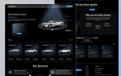 CarNova - Car Rental Website UI Design animation booking car car booking car business car rent car rental glassmorphism landing page rent car responsive ui ui design. ui ux design ux web ui website