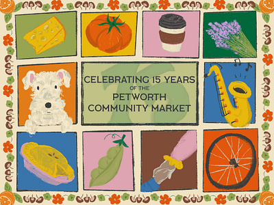 petworth community market 15 year anniversary 15 year anniversary community farmers market illustration quilt