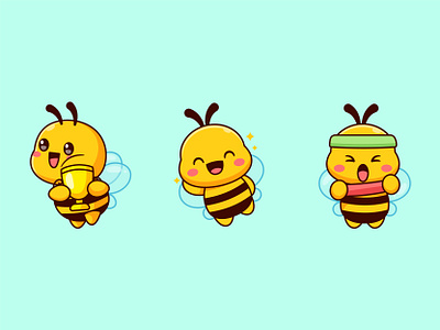 Bee 🐝 bee cartoon character cute doodle flat honey illustration learning mascot sticker vector work