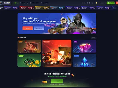 TAX.GG (CSGO Gaming Platform) 3d casino csgo dice gambling game gaming juicyart opencase roulette skins uiux upgrader