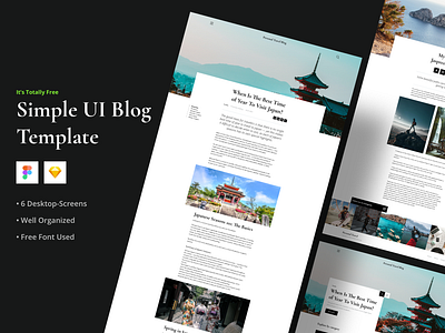 Simple UI Blog Template (FREE) article blog blog post blogger category cities figma mainpage sketch theme travel ui uikit ux web website