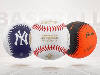 Baseball & Softball Ball Photoshop template 3d 3dsmax baseball baseball ball baseball bat baseball card freebie leather mlb mockup psd psd mockup psd template softball sports vray