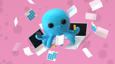 Workin' 3d c4d character marketing modeling ocean octane octopus