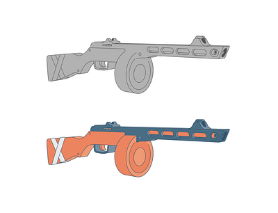 Shpagin Submachine Gun illustration illustrator vector weapon