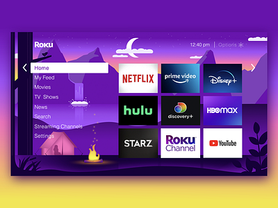 Roku Wallpaper Concept camping illustration nature streaming tv wallpaper