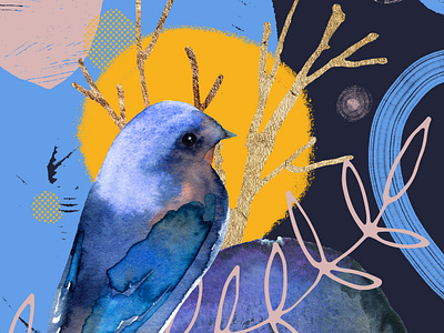 Cosmic bird. Collage background birds branding collage art design digital art digital illustration graphic design illustration illustration art nature watercolor