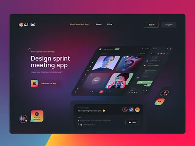 Called Website app branding call call to action chat chat app confetti creative design meeting people sprint ui uidesign uiux ux video app web design webdesign
