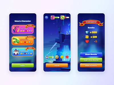 Mobile Fantasy Game – UI Concept challenge characters fantasy game design gaming illustrations mobile app mobile app design mobile ui play ux ux design