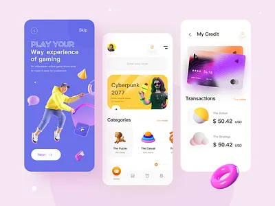 Game Store App 3d animation app app store branding design cyberpunk design games gaming gaming website minimal mobile productdesign recommended type ui ux