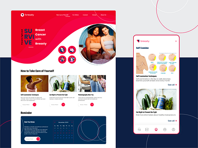 Breasty - Breast Cancer Awareness App and Campaign app design awareness campaign breast cancer breast cancer awareness cancer care feeds illustration product design self examination ui design ui ux website design worldcancerday