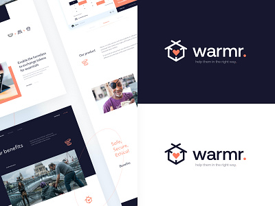 warmr.io 🏠 blockchain blue branding dashboad flat homelessness landingpage logo minimal orange simple web