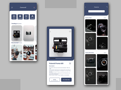 CameraY App Mobile UI app camera camera app cameras drone lens mobile mobile app mobile design mobile ui online shop online store ui ux uidesign ux
