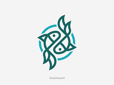 Two Fish In The Circle Logo circle fish fishing graphic design icon identity logo marine modern monoline ocean sea twin two two fish