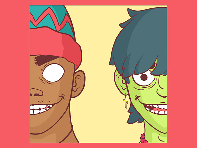 Gorillaz - Russel & Murdoc colourful design gorillaz illustration murdoc procreate russel