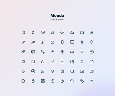 Moeda - Basic Ui Icon android clean gradient icon iconography ios outline pixel perfect ui ux
