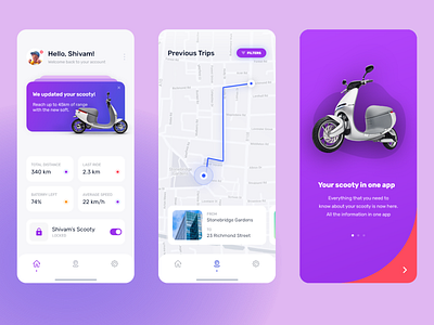 e-Scooter app adobe xd design illustration illustrator map scooter simple sketch typography ui