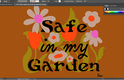 Safe in my Garden floral flowers illustration surface design