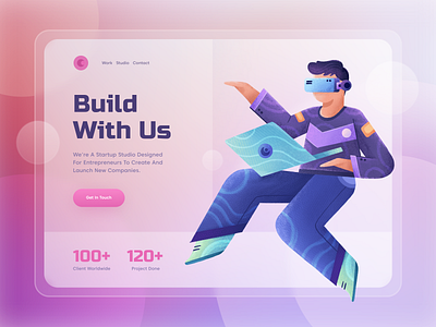 Header Illustration for Lunar Agency agency bold font character clean gradient header homepage illustration landing page marketing procreate startup studio team technology texture ui web design website