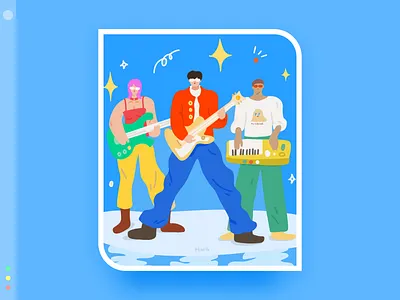 My favorite band series 5 blue color design flat illustration