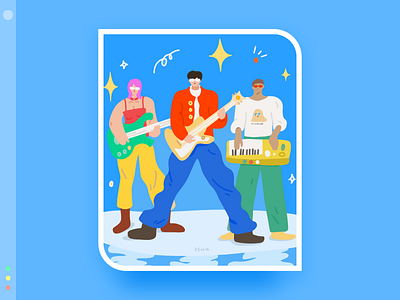 My favorite band series 5 blue color design flat illustration