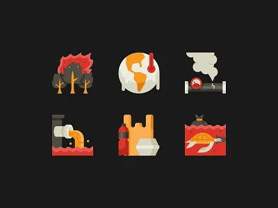 Pollution Icon Set design ecology global warming icon icon design icon set iconography icons pollution